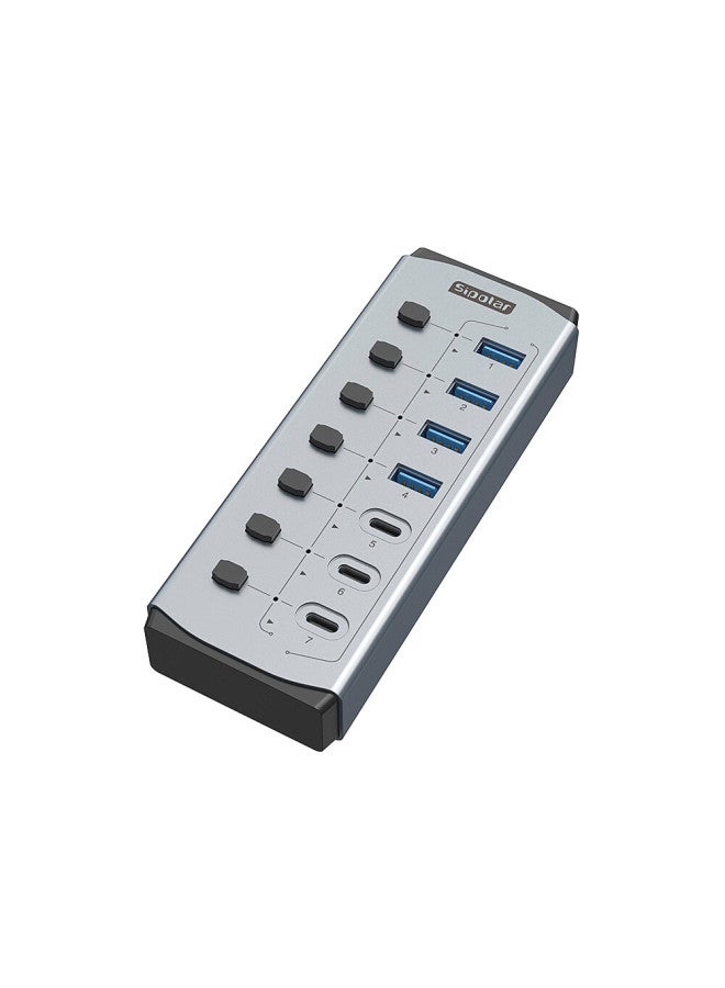 Sipolar Expansion Dock Usb3.0 With Power 4u+3c Independent Hub Controller, 7 High-speed Ports, High-power 36w Extension Cable, Fs-809 Adapter, Laptop Accessory Expander