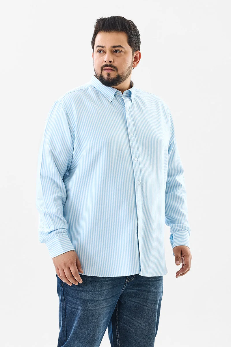 SNITCH Blue 100% Cotton Stripes Plus Size Shirt for Men | Best Price UAE