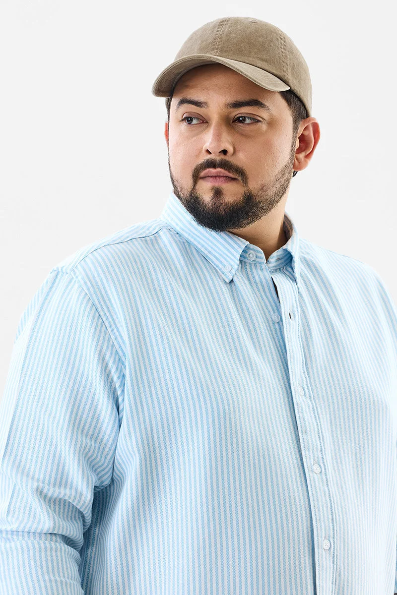 SNITCH Blue 100% Cotton Stripes Plus Size Shirt for Men | Best Price UAE