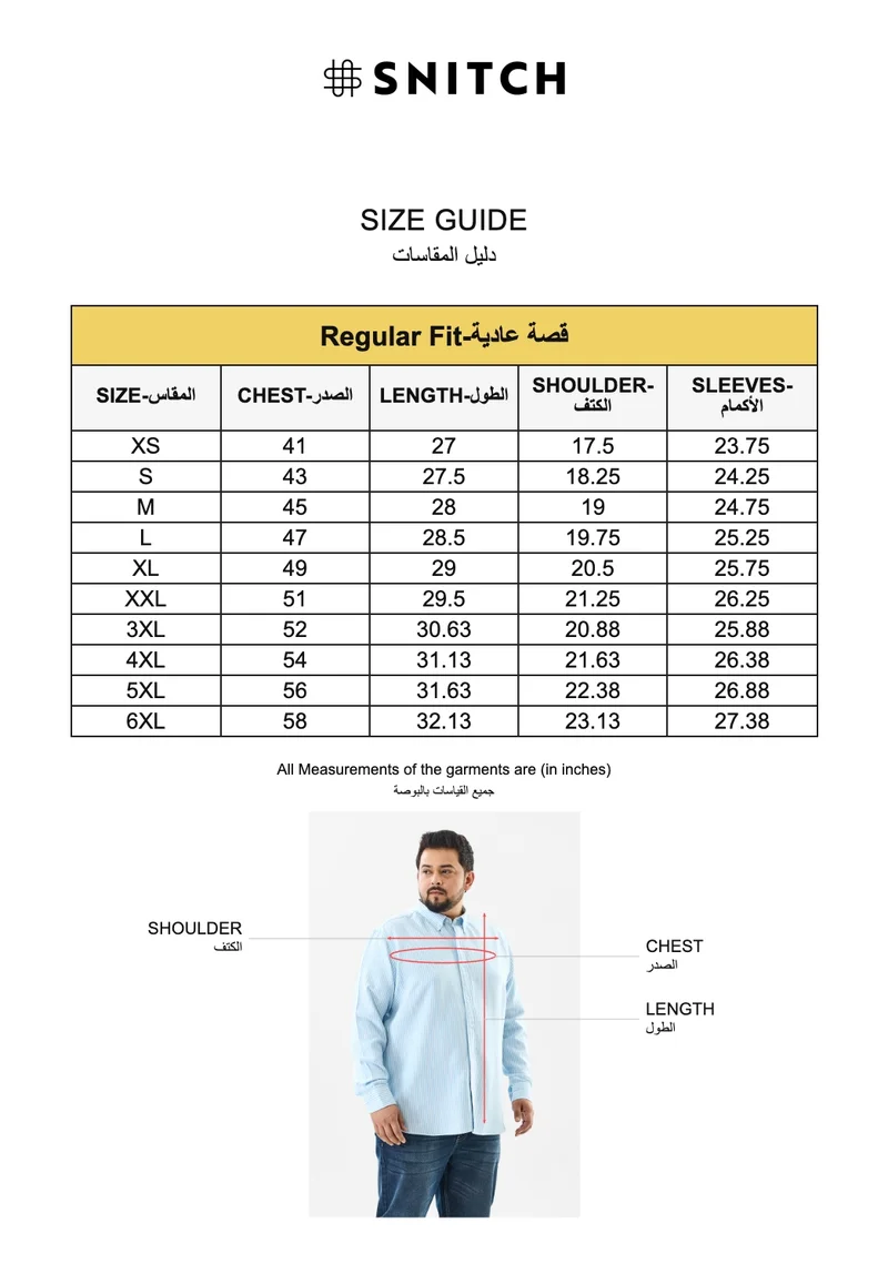 SNITCH Blue 100% Cotton Stripes Plus Size Shirt for Men | Best Price UAE