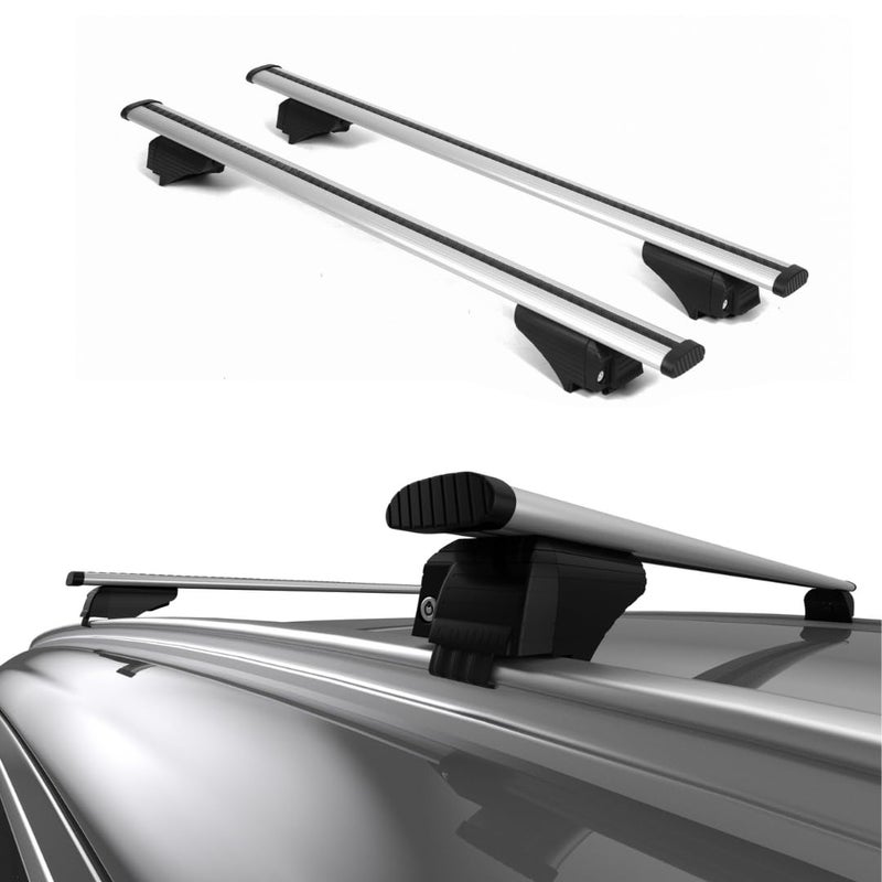 Universal Roof Rack Cross Bars 42 to 56 Crossbars Fits Flush Roof Rail Cars SUVs Adjustable Aluminum Aero Bars for Rooftop Luggage Cargo Carrier Canoe Kayak Bike Size 42 Silver