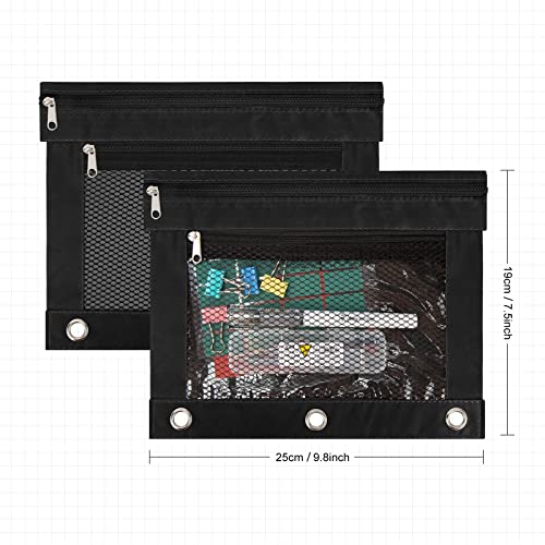 IKAYAS 38 Pack Black Pencil Pouch for 3 Ring Binder with Zipper, Binder Pouch Bags for Classroom, School Students Teacher Supplies - Image 2