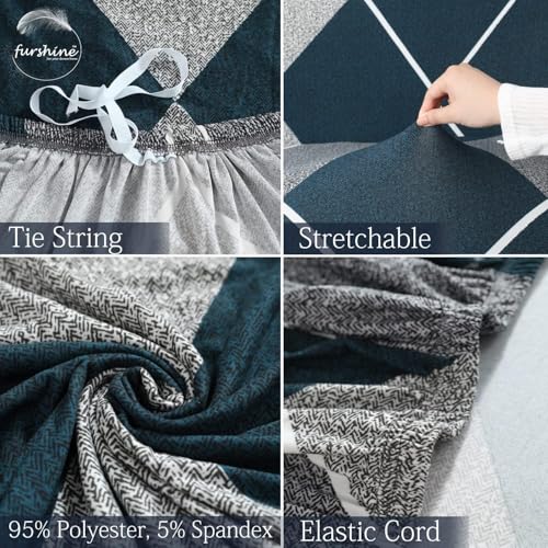 Furshine® Printed Universal Polyester Blend & Spandex Sofa Cover Big Elasticity Cover for Couch Flexible Stretch Sofa Cover | Imported Slipcovers (Blue Rhombus, Three Seater) - Image 3