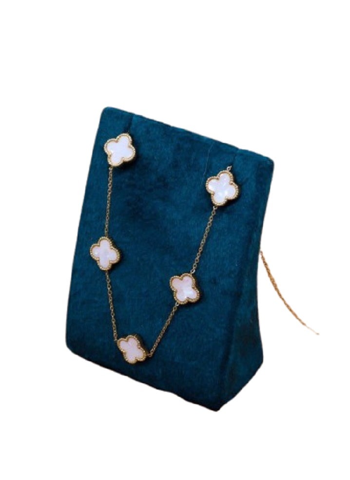 MANIKAN Clover Pendant Necklace, Pink Enamel, Gold Tone Chain, stainless steel  - Image 1