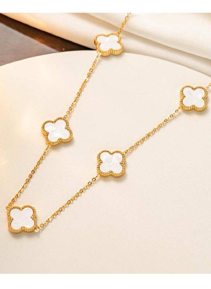 MANIKAN Clover Pendant Necklace, Pink Enamel, Gold Tone Chain, stainless steel  - Image 2