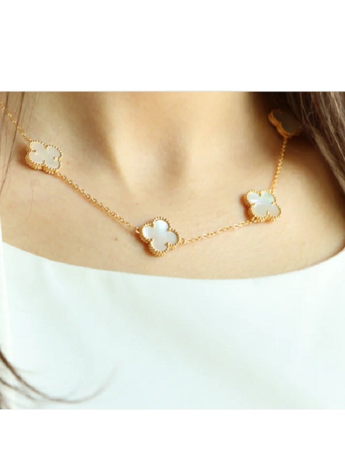 MANIKAN Clover Pendant Necklace, Pink Enamel, Gold Tone Chain, stainless steel  - Image 3