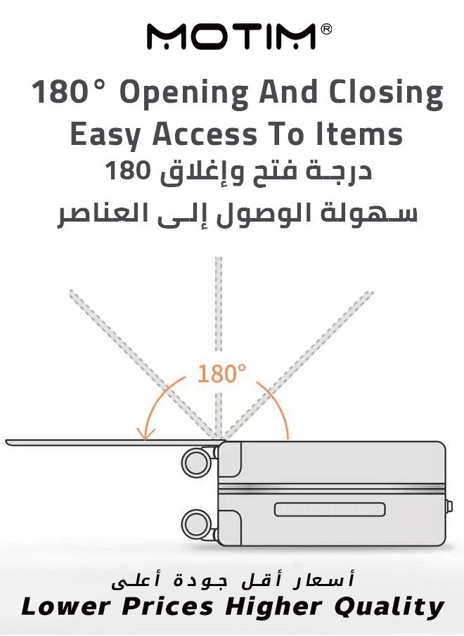 موتيم حقائب السفر تحمل على الأمتعة مع عجلات دوارة مؤطرة من الألومنيوم تحمل حقيبة مع جيب حجرة كمبيوتر محمول مفتوح أمامي 55x25x38 سم أمتعة كبيرة مسجلة  - Image 4