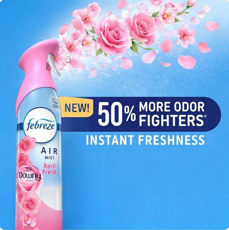 Febreze Air Mist April Fresh Downy Scent 250ml Air Freshener Spray, Odor Eliminator, Long Lasting Room Spray, Fabric Inspired Fragrance for Home Bathroom Bedroom UAE - Image 2