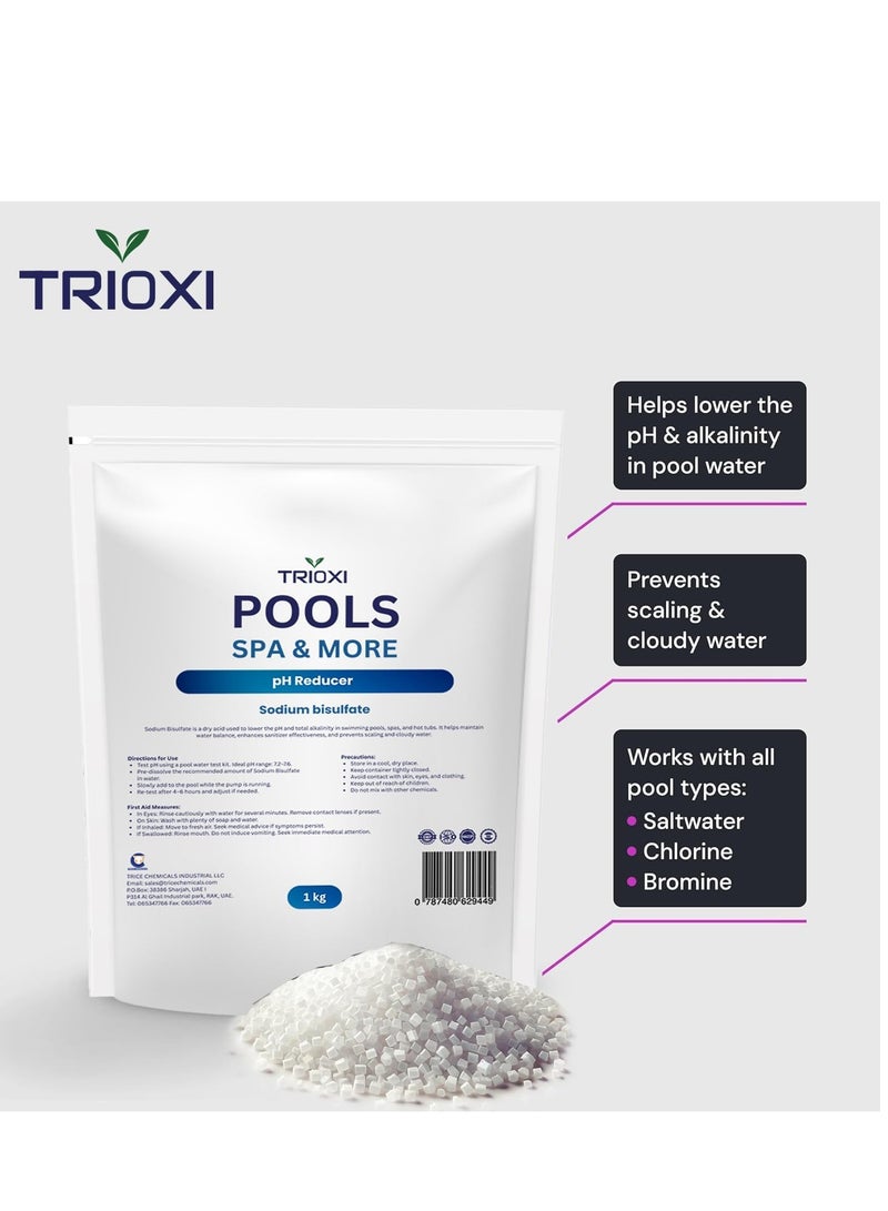 TRIOXI مخفض pH تريوكسي للمسابح والمنتجعات - بيكربونات الصوديوم - يخفض pH والقلوية - يمنع تراكم الرواسب - مثبت مياه سريع الذوبان للمسابح وحمامات السباحة - Image 4