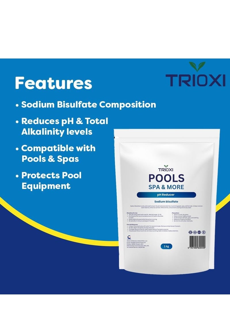 TRIOXI مخفض pH تريوكسي للمسابح والمنتجعات - بيكربونات الصوديوم - يخفض pH والقلوية - يمنع تراكم الرواسب - مثبت مياه سريع الذوبان للمسابح وحمامات السباحة - Image 5