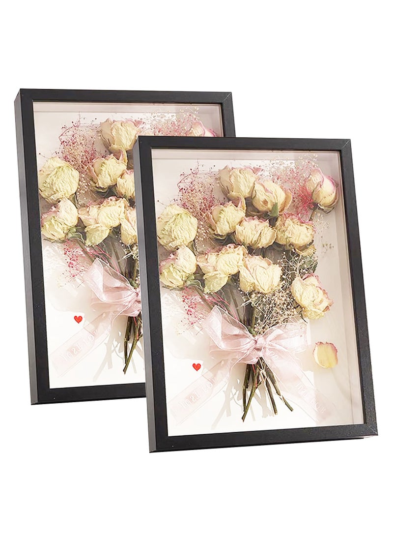 General 2pcs Shadow Box Frame Display Case 8x10'', Dried Flower Photo Frame, 3D Picture Frame Display Case Deeper 3cm with Transparent Acrylic Panel for Photos, DIY Crafts, Wedding Souvenir (Black 8x10)  - Image 1