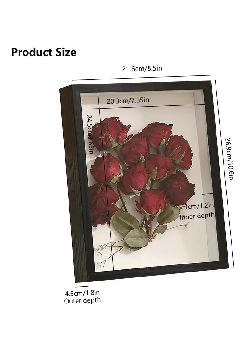 General 2pcs Shadow Box Frame Display Case 8x10'', Dried Flower Photo Frame, 3D Picture Frame Display Case Deeper 3cm with Transparent Acrylic Panel for Photos, DIY Crafts, Wedding Souvenir (Black 8x10)  - Image 2
