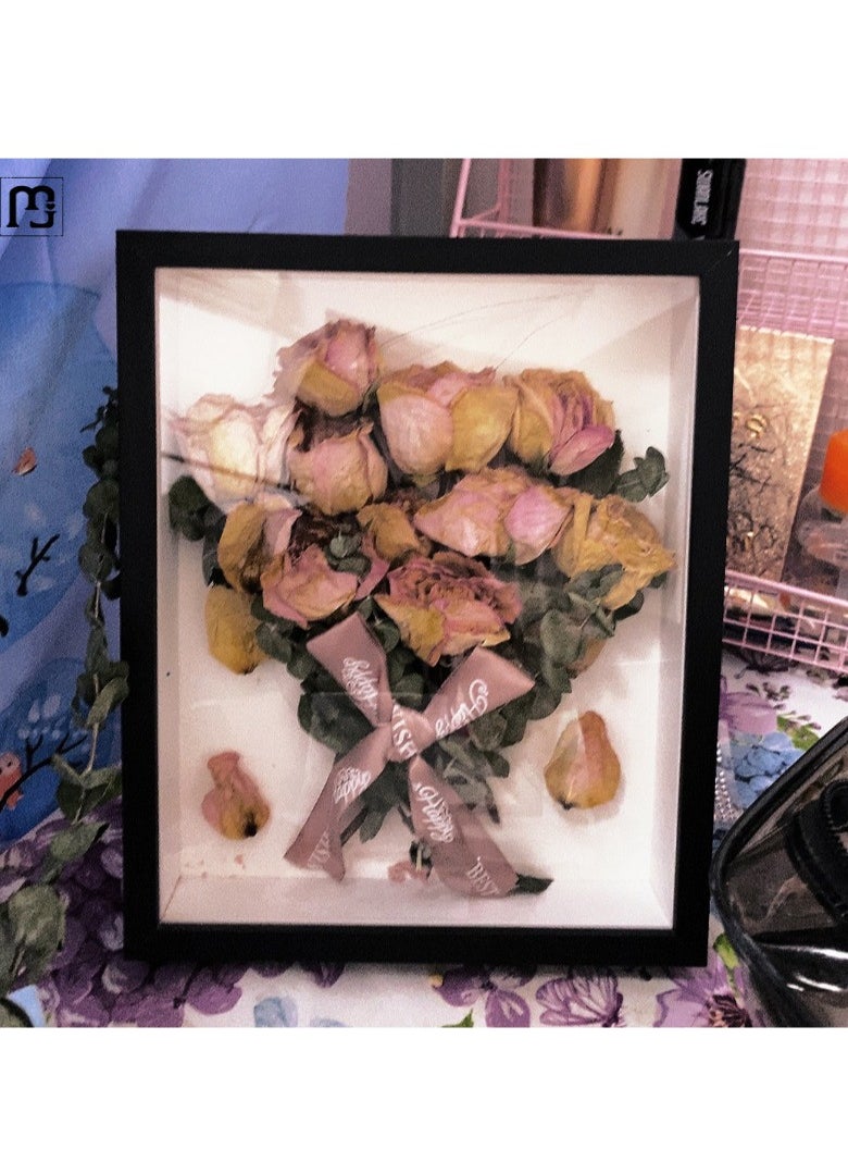 2pcs Shadow Box Frame Display Case 8x10'', Dried Flower Photo Frame, 3D Picture Frame Display Case Deeper 3cm with Transparent Acrylic Panel for Photos, DIY Crafts, Wedding Souvenir (Black 8x10)