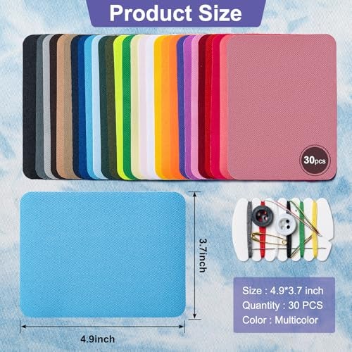 Amrules Iron Patches, 30 Piece 3.7 X 4.9 Inch Multi-Colored Fabric Repair Kit, 29 Shades Iron on Patches for Jeans, Shirts, Clothes, Pants - Image 2