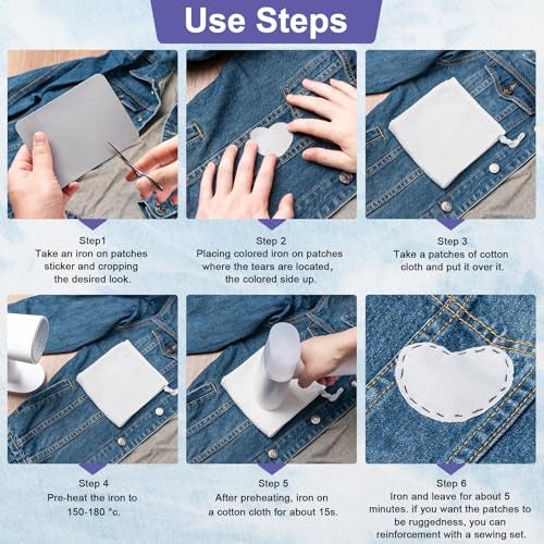 Amrules Iron Patches, 30 Piece 3.7 X 4.9 Inch Multi-Colored Fabric Repair Kit, 29 Shades Iron on Patches for Jeans, Shirts, Clothes, Pants - Image 5
