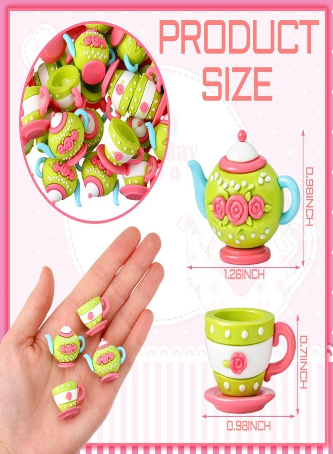 Patelai 50 Pcs Mini Spring Tea Party Figurines Set Bulk Floral Tiny Teapots Teacups Figurines Miniatures for Spring Tea Party DIY Supplies Birthday Gifts Home Garden Desktop Accessories - Image 3