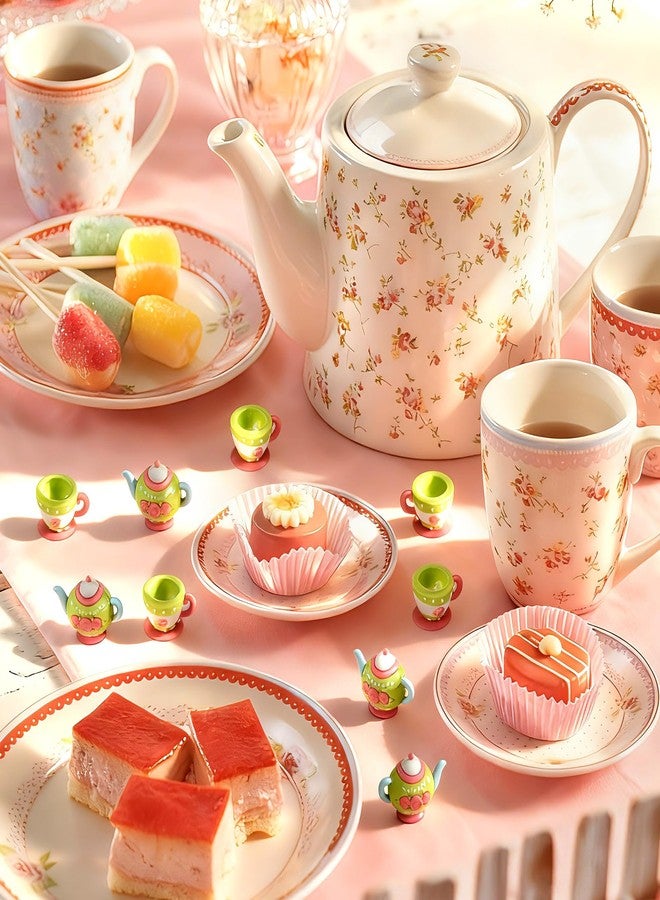 Patelai 50 Pcs Mini Spring Tea Party Figurines Set Bulk Floral Tiny Teapots Teacups Figurines Miniatures for Spring Tea Party DIY Supplies Birthday Gifts Home Garden Desktop Accessories - Image 4