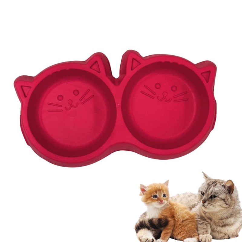 Healing Leaf 's Cat Dual Bowl Feeder Food Water Feeder for Cats, Kittens & Puppies | Non-Slip, Non-Toxic Pet Feeding Plastic Cat Face Shaped Double 2-in-1 Bowl for Dogs | (Color May Vary) - Image 5