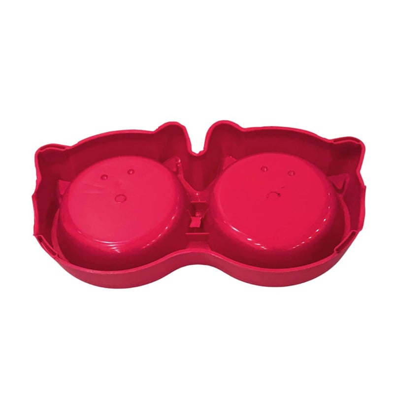 Healing Leaf 's Cat Dual Bowl Feeder Food Water Feeder for Cats, Kittens & Puppies | Non-Slip, Non-Toxic Pet Feeding Plastic Cat Face Shaped Double 2-in-1 Bowl for Dogs | (Color May Vary) - Image 4