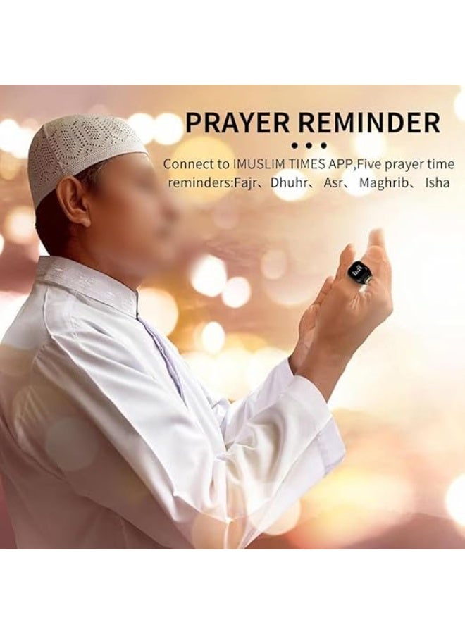 Smart, waterproof prayer beads (tasbih) ring for Islamic prayer, prayer time reminder, tasbih counter, wearable technology product, black - Image 3