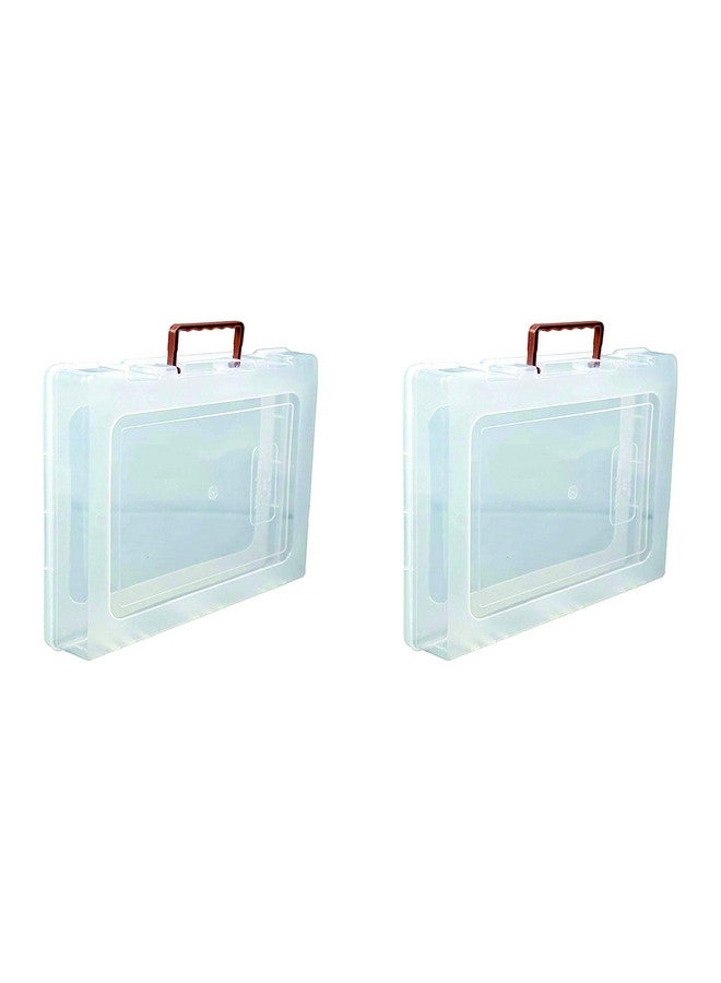 DARKZONE Multipurpose Plastic Rectangular Storage Boxes with Locks and Handle Matte Finish for Saree, Laptop, Books (Set of 2, Bahurani) - Image 1