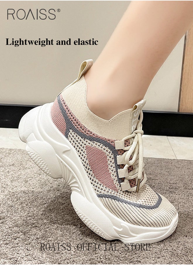 Women's Thick Sole Sneakers Women's Mesh Dad Shoes Women's Athlesiure Shoes Hollow Casual Shoes