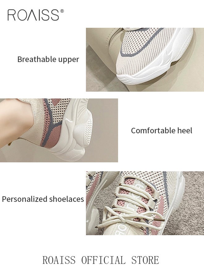 Women's Thick Sole Sneakers Women's Mesh Dad Shoes Women's Athlesiure Shoes Hollow Casual Shoes