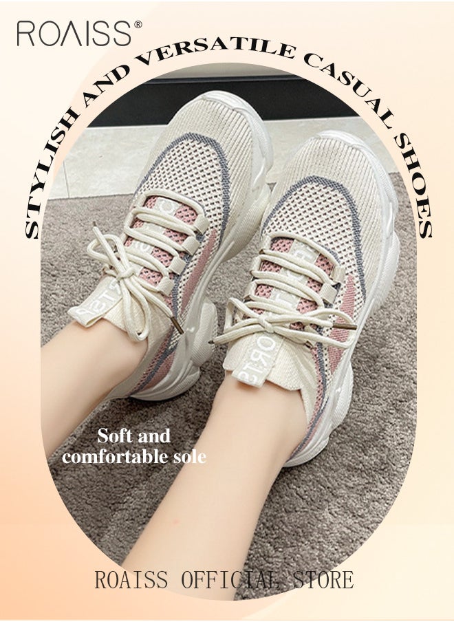 Women's Thick Sole Sneakers Women's Mesh Dad Shoes Women's Athlesiure Shoes Hollow Casual Shoes