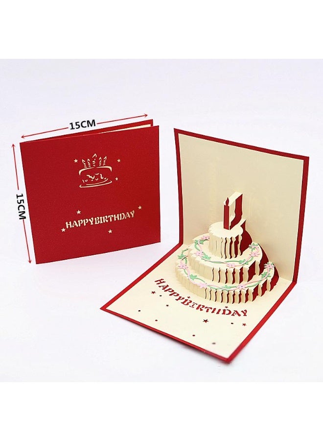 Cake Design 3D Pop-Up Card, Greeting Card for Birthday, Sturdy and Solid Cardstock Gift Card with Envelope and Thank You Card.15X15CM - Image 2