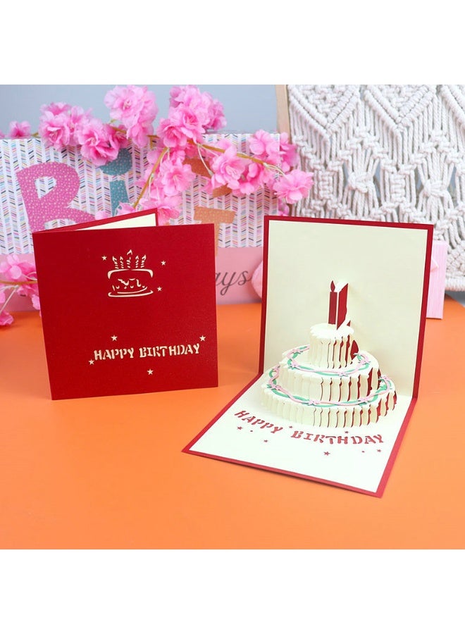 Cake Design 3D Pop-Up Card, Greeting Card for Birthday, Sturdy and Solid Cardstock Gift Card with Envelope and Thank You Card.15X15CM - Image 3