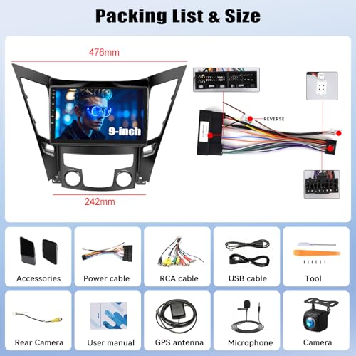 SIXWIN Android Car Stereo for Hyundai Sonata 2010-2015 2G+64G with Carplay Android Auto Mirror Link 9 inch Touchscreen with GPS Navigation WiFi 26UI Bluetooth FM Backup Camera - Image 3