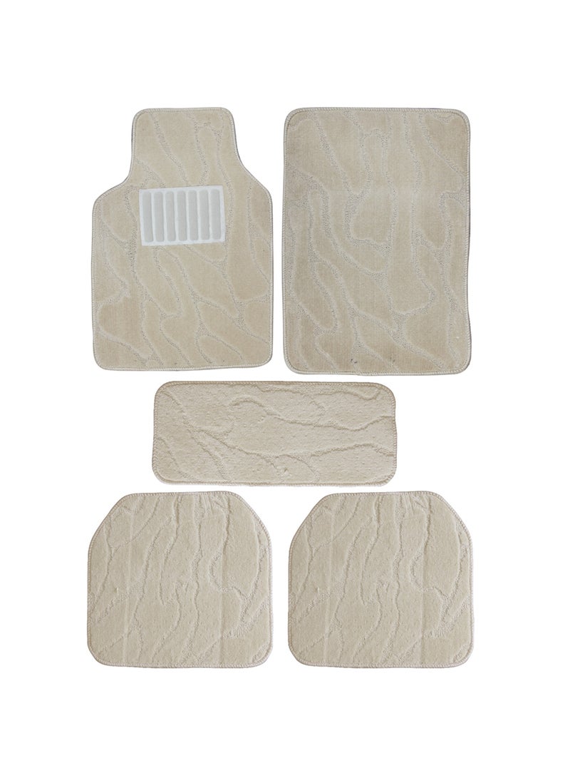BYSON Durable Auto Universal 5 Piece Car Floor Mats for Sedan and SUV - Heavy Duty Waterproof Interior Protection with Stylish Design and Easy Clean Fit for All Season Use (Beige) - Image 1