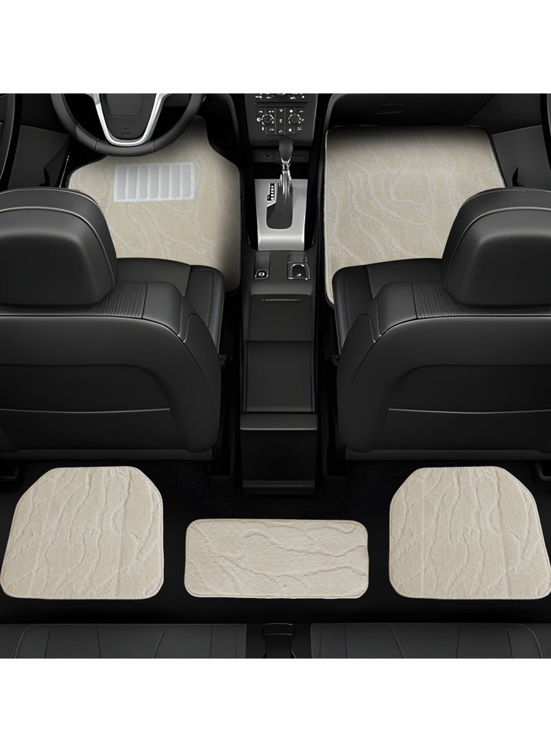 BYSON Durable Auto Universal 5 Piece Car Floor Mats for Sedan and SUV - Heavy Duty Waterproof Interior Protection with Stylish Design and Easy Clean Fit for All Season Use (Beige) - Image 4