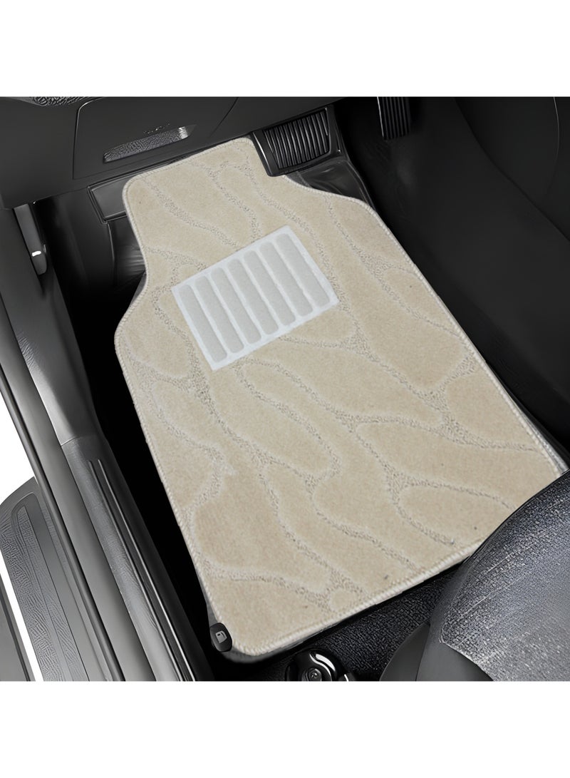 BYSON Durable Auto Universal 5 Piece Car Floor Mats for Sedan and SUV - Heavy Duty Waterproof Interior Protection with Stylish Design and Easy Clean Fit for All Season Use (Beige) - Image 2
