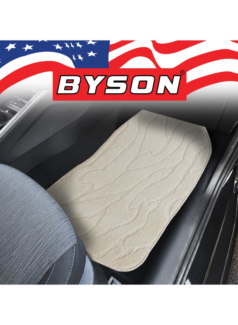 BYSON Durable Auto Universal 5 Piece Car Floor Mats for Sedan and SUV - Heavy Duty Waterproof Interior Protection with Stylish Design and Easy Clean Fit for All Season Use (Beige) - Image 3