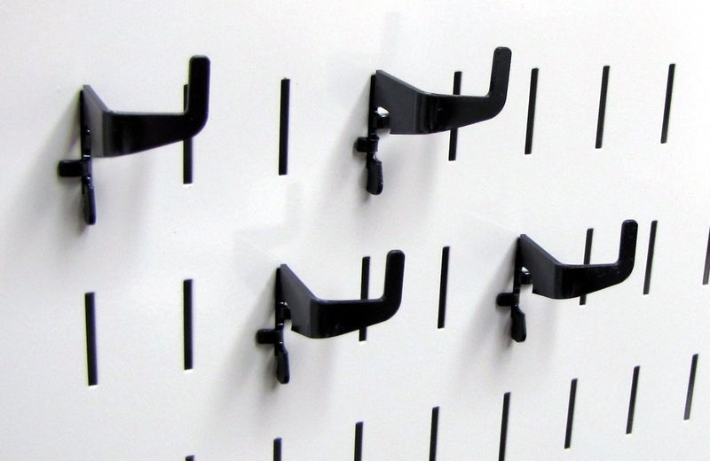 Wall Control Medium 90 Degree Slotted Hook Pack - Slotted Metal Pegboard Hooks Pegboard and Slotted Tool Board – Black - Image 1