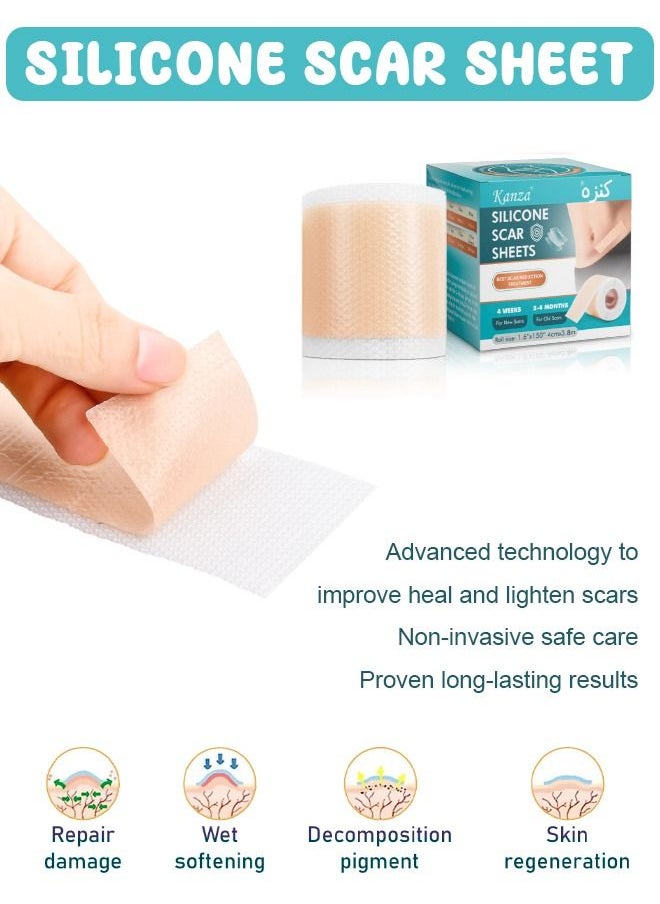 Kanza Medical Grade Silicone Scar Sheets Roll 3.8m Tape Keloid C-Section Surgical Scars Removal Treatment Silicon Gel Cream Patch Bandage Removes Abs Tuck Surgery Scars (4cm x 3.8m)  - Image 4