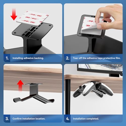 Yocice Controller Holder,Headphone Stand Headset and Controller Stand Under Desk Controller Holder with Strong Double Sided Tape Universal Design for Xbox ONE, PS5, PS4, PC - Image 5