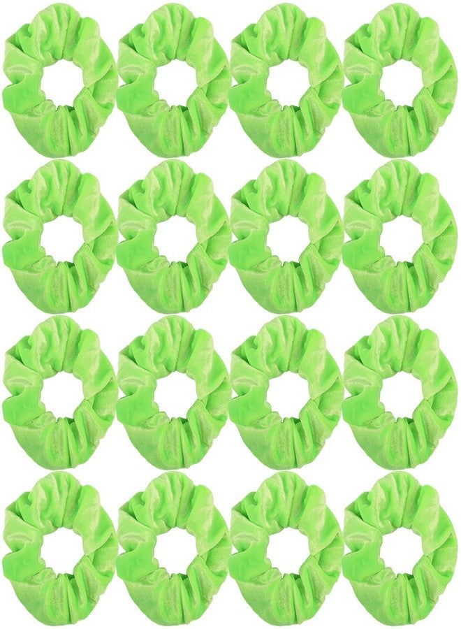 Semato 16 Pack Neon Green Velvet Scrunchies for Hair Scrunchy Hair Ties Ropes for Women or Girls Hair Accessories - Image 1