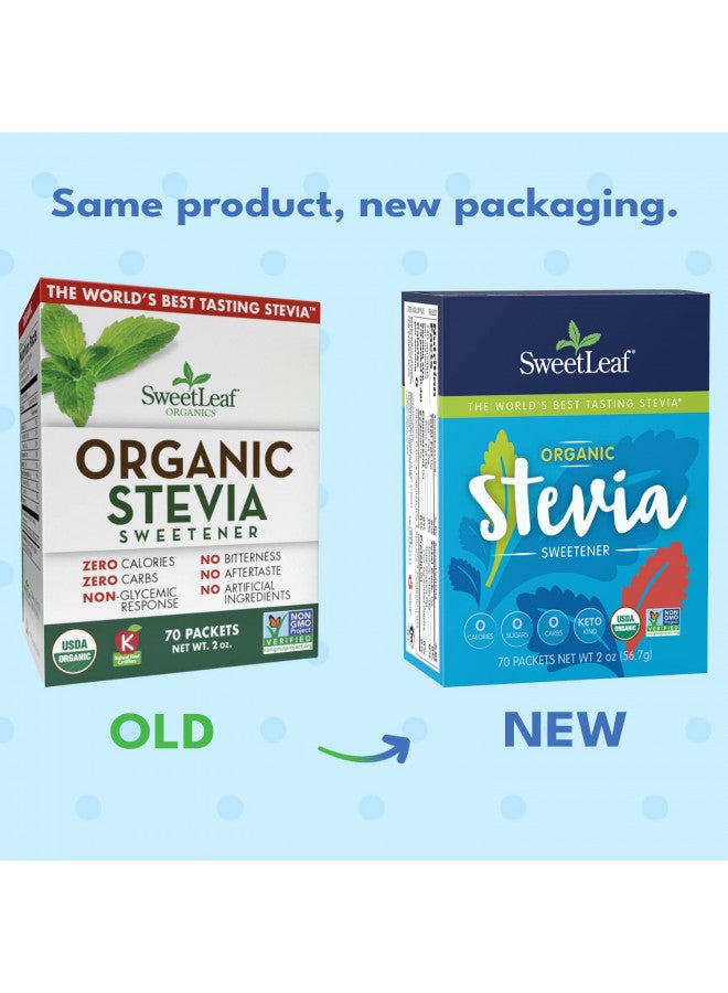 Sweet Drops SweetLeaf Organic Stevia Packets - Zero Calorie Stevia Powder, No Bitter Aftertaste, Sugar Substitute for Keto Coffee, Nothing Artificial, Non-GMO Stevia Sweetener Packets, 70 Count - Image 2