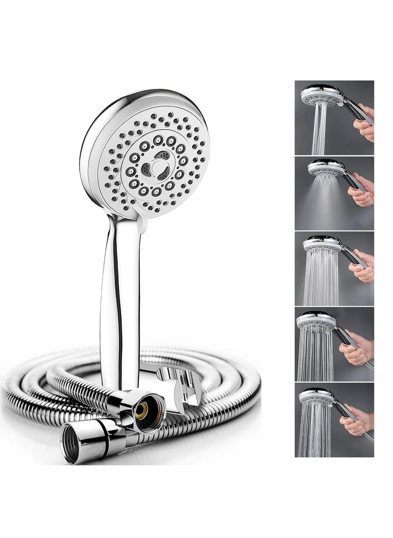 Specule Specule High Grade 4Inches ABS Multi Function 5Mode Bathroom Hand Shower set with MistMassage Rain functions with Stainless Steel 15 Meters tube Wall Hook Polished Finish Chrome  - Image 1