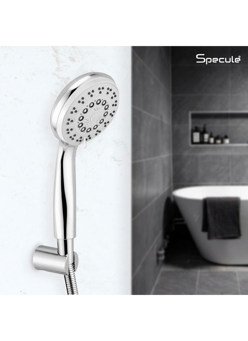 Specule Specule High Grade 4Inches ABS Multi Function 5Mode Bathroom Hand Shower set with MistMassage Rain functions with Stainless Steel 15 Meters tube Wall Hook Polished Finish Chrome  - Image 3