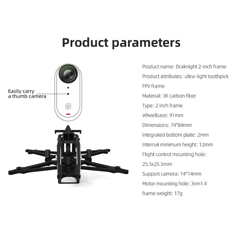 HGLRC Draknight 2 Inch Frame Kit for FPV Racing Drone - Image 4