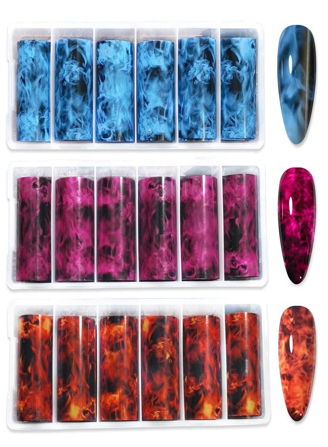 JERCLITY 18 Rolls Flame Nail Foil Transfer Stickers Kit Nail Foil Sheets Foil Nail Art Decals Nail Wraps - Image 1