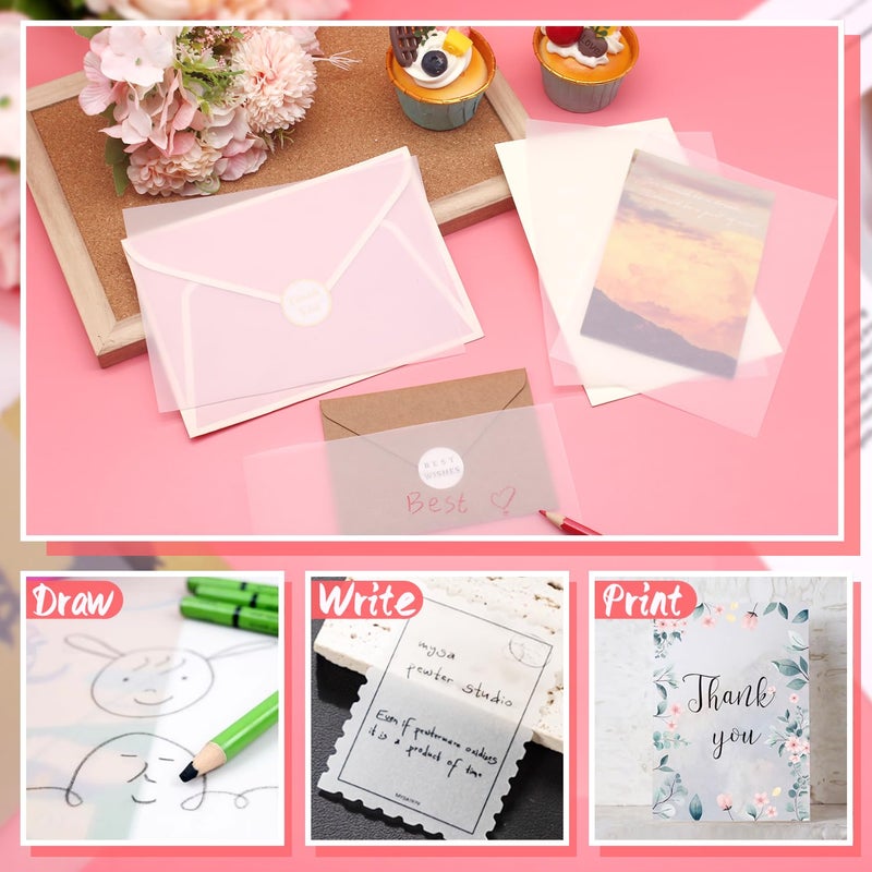 Benvo Vellum Paper Sheets 150-Pack, Printable & Traceable for Elegant Wedding Invitations, Photo Overlays, DIY Party Invites & Crafts Drawing(Translucent, 5 x 7 Inch) - Image 3
