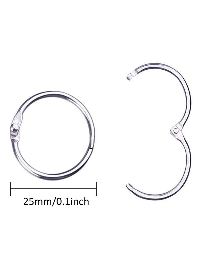 Loose Leaf Binder Rings, 50pcs Metal Book Rings Silver Loose Leaf Rings for Flash Cards, Index Cards Notebook School Office Home, 25mm Diameter