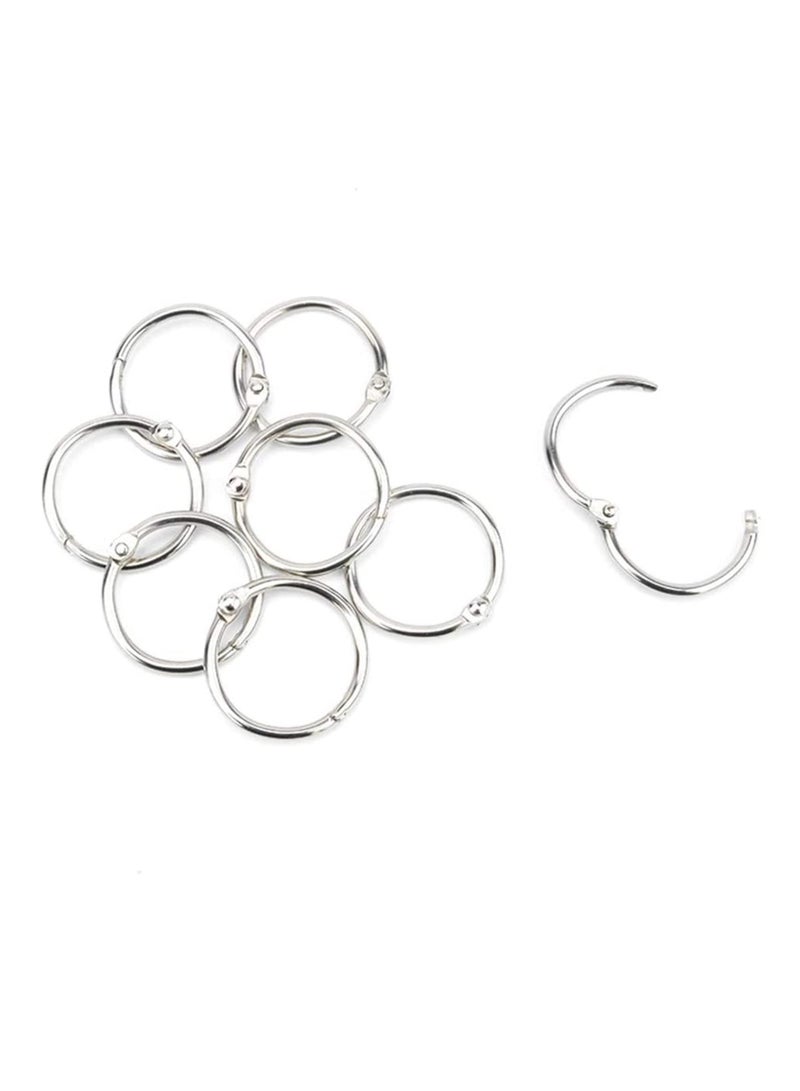 Loose Leaf Binder Rings, 50pcs Metal Book Rings Silver Loose Leaf Rings for Flash Cards, Index Cards Notebook School Office Home, 25mm Diameter
