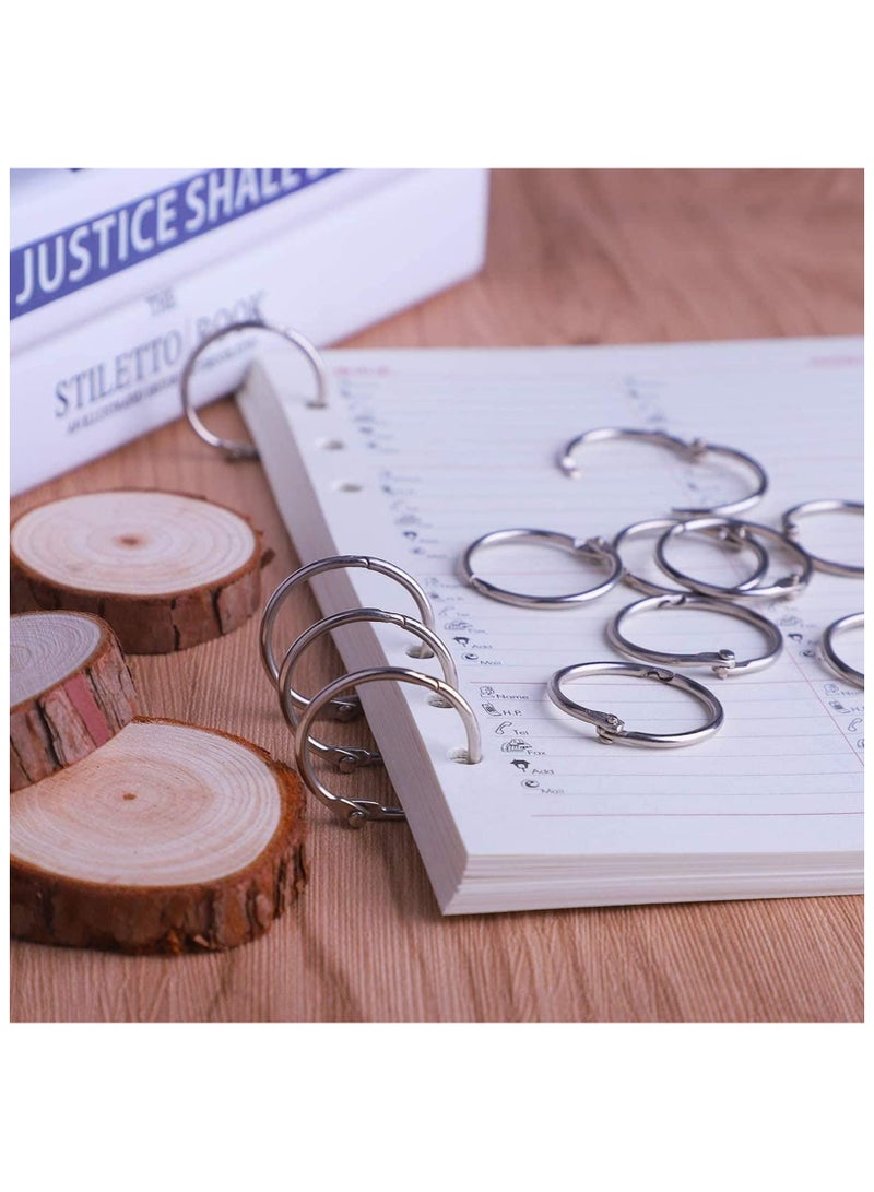 Loose Leaf Binder Rings, 50pcs Metal Book Rings Silver Loose Leaf Rings for Flash Cards, Index Cards Notebook School Office Home, 25mm Diameter