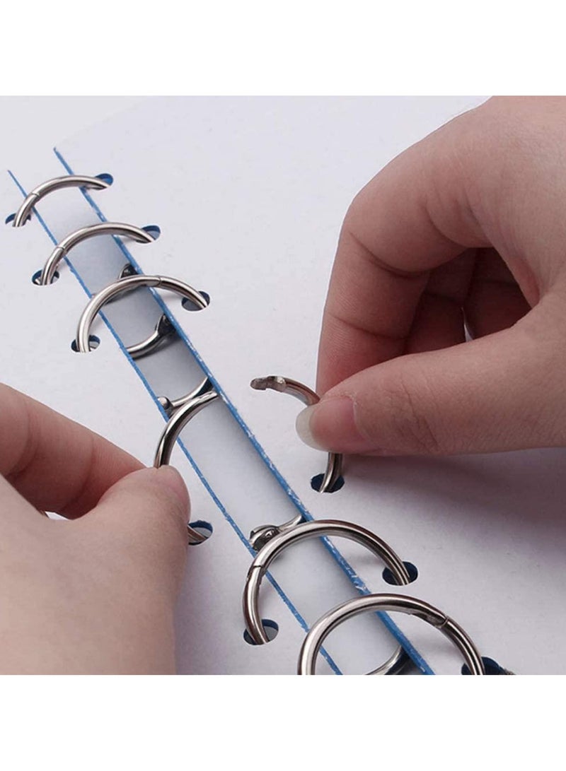 Loose Leaf Binder Rings, 50pcs Metal Book Rings Silver Loose Leaf Rings for Flash Cards, Index Cards Notebook School Office Home, 25mm Diameter