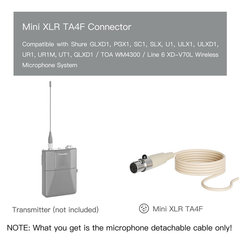 JK J K Mini XLR TA4F Detachable Cable for JK MIC-J 071S Headset Headworn Microphone - Image 2